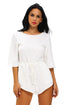 Sexy White Drawstring Knot Open Back Romper